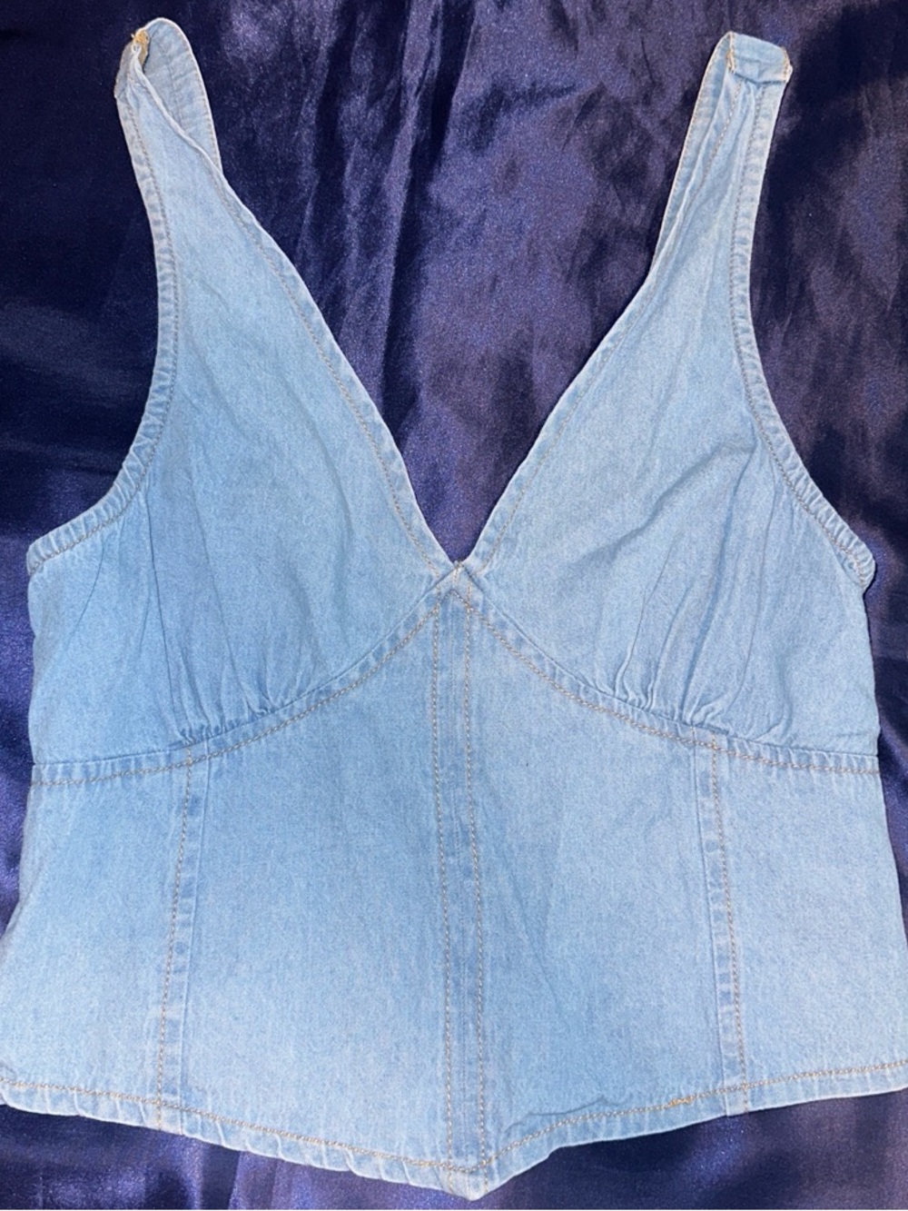 Blue denim corset